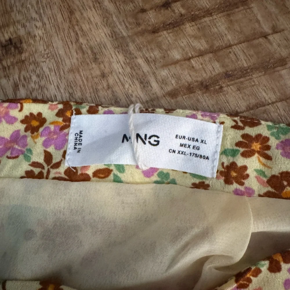 Mango Floral yellow Patterned Mini Skirt Falda 308 LUCY NEW NWT XL EXTRA LARGE